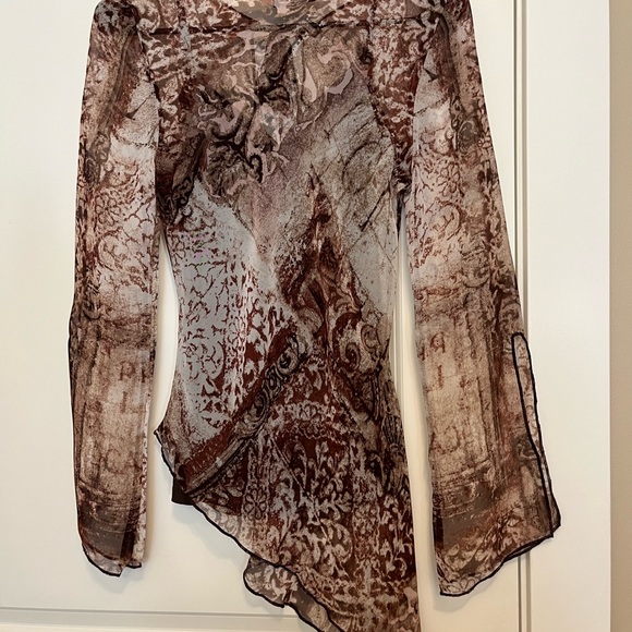 Bebe So- Boho Sheer Asymmetrical Top size XS - Picture 5 of 6